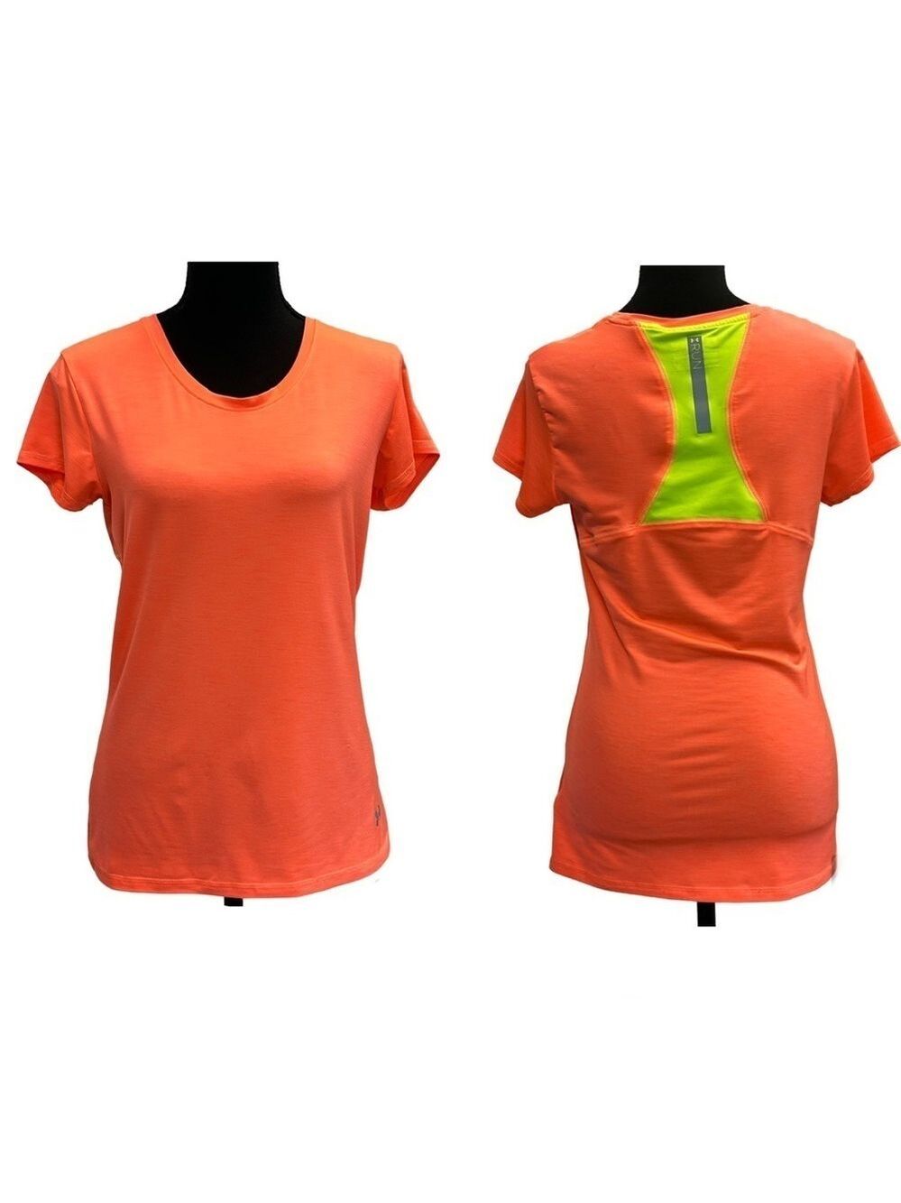 Under armour heat gear semi fitted neon orange yellow short sleeve running